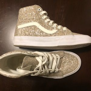 Gold glitter classic high top vans